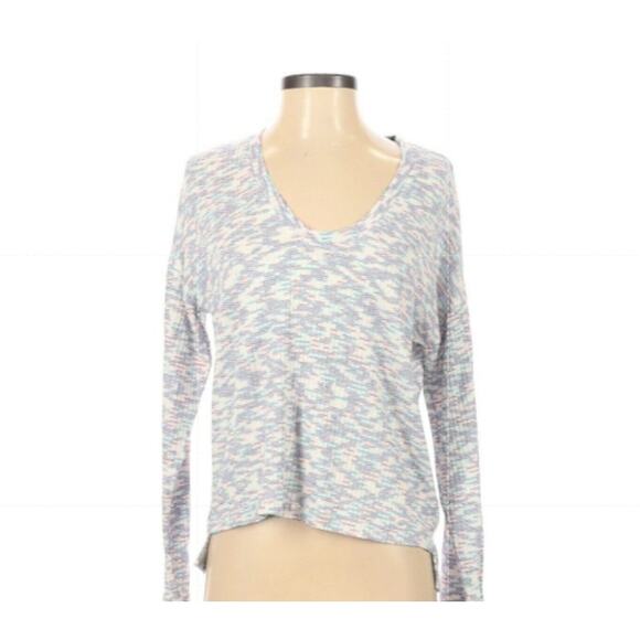 Code x Mode Boho Pullover Sweater Long Sleeve V-Neck Color Blocked Blue Size XS - Picture 5 of 8